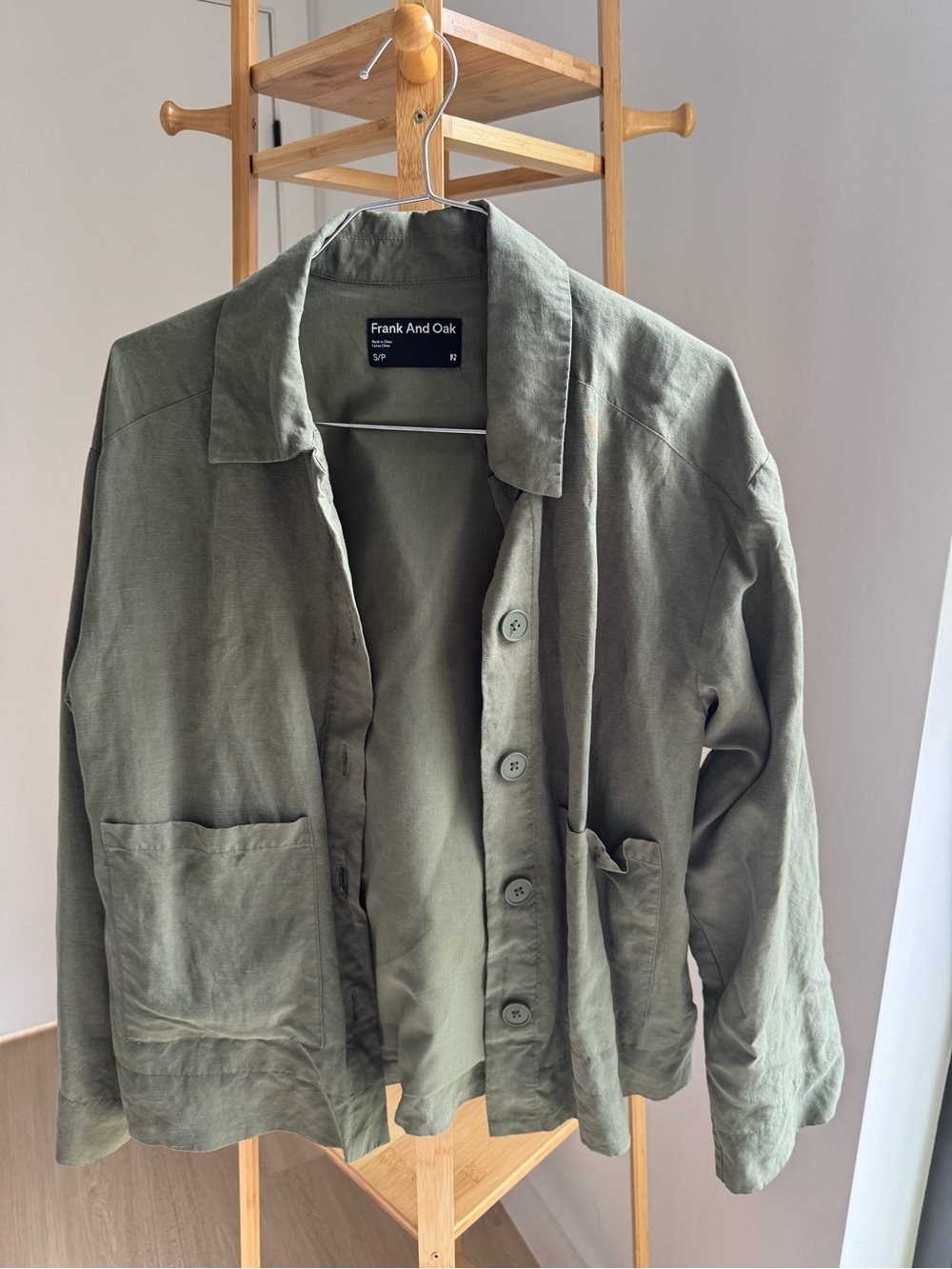 Frank & Oak Olive Green Button-Front Shirt Jacket - Picture 2 of 4